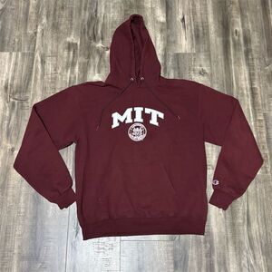 Champion MIT Hoodie Pullover Unisex Medium Maroon School Spirit